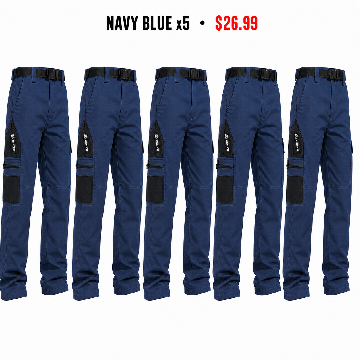 Navy Blue x5 tactical cargo pants bundle - $26.99