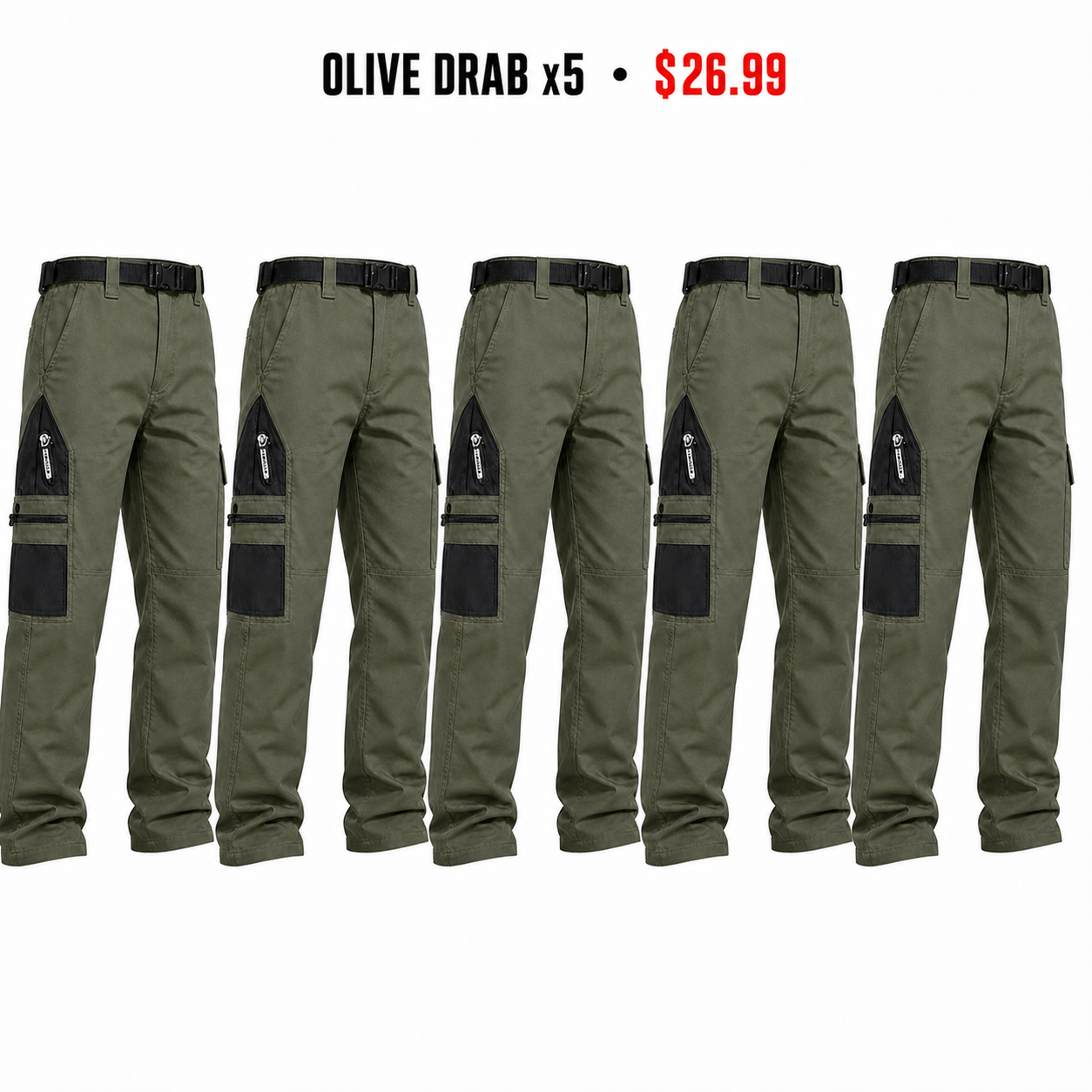 Olive Drab x5 tactical cargo pants bundle - $26.99