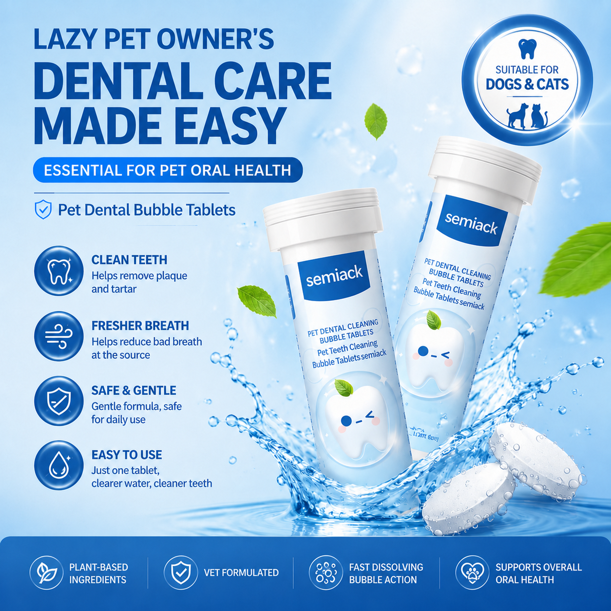 semiack pet dental tablets product overview