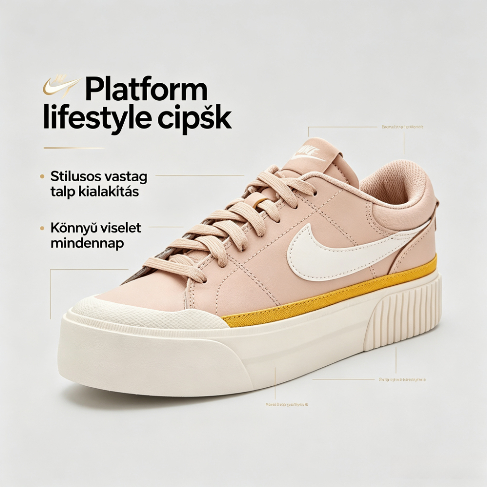 👟 Nike Női Court Legacy Lift platform sportcipők, klasszikus kialakítás mindennapi viselethez ✨