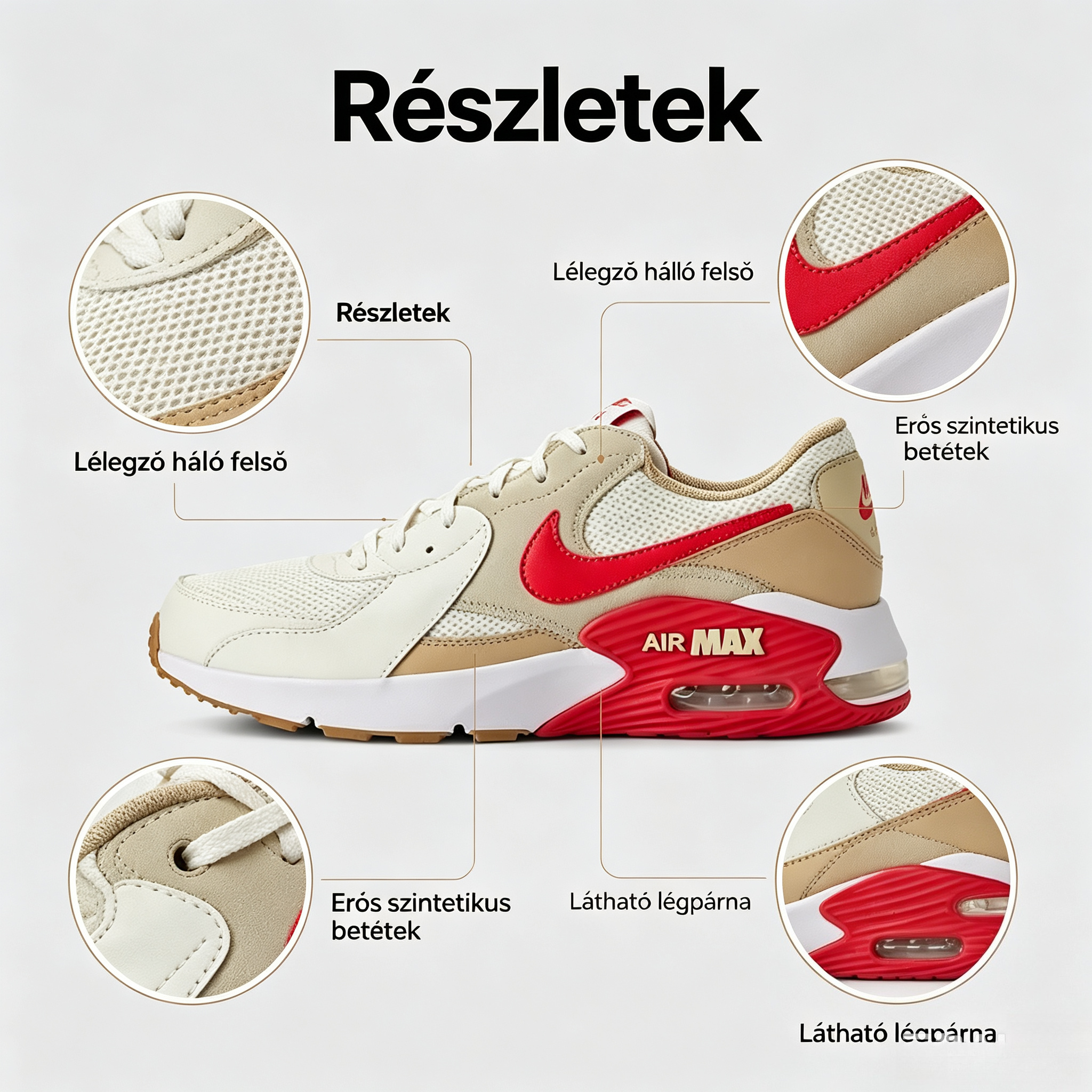 👟☀️Nike Unisex Air Max Excee sportcipők, légpárnás kialakítás mindennapi viselethez