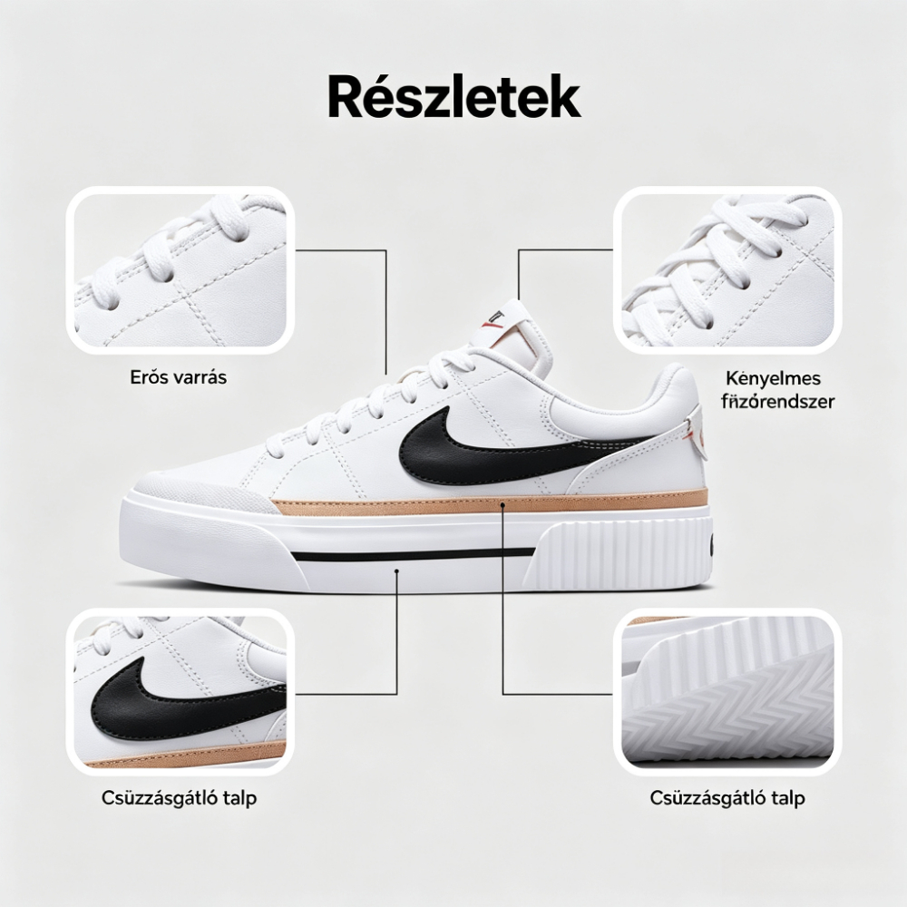 👟 Nike Női Court Legacy Lift platform sportcipők, klasszikus kialakítás mindennapi viselethez ✨