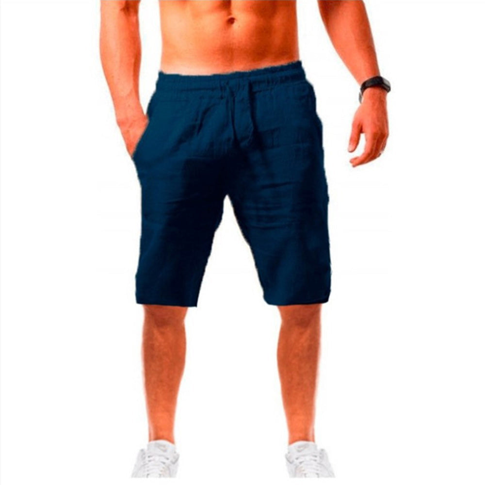 Saphirvogel™ Sportshorts für Herren aus Baumwolle und Leinen mit Kordelzug