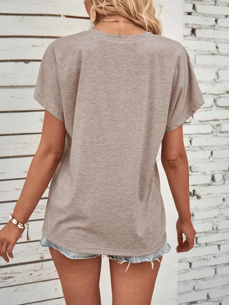 Unisfree Half Button Short Sleeve Blouse