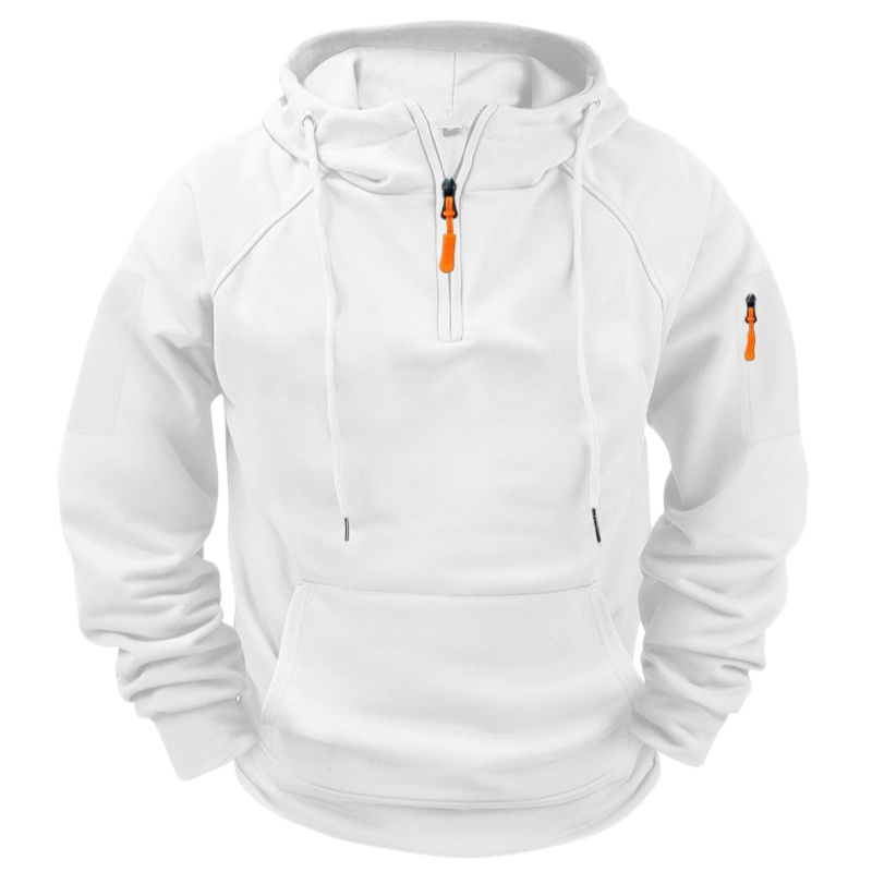 Men's Casual Hooded Sweatshirt with Zipper and Large Pockets