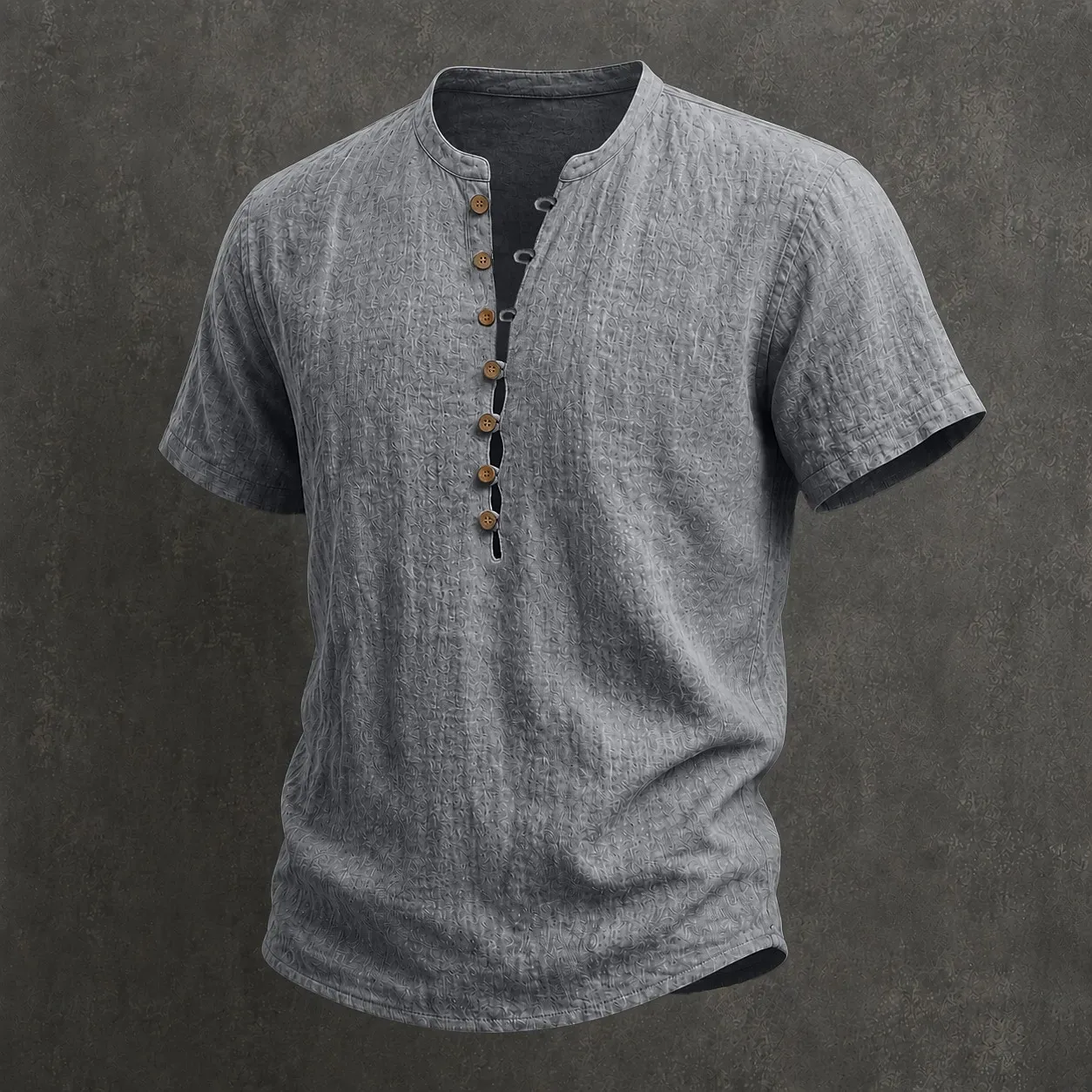 Unisfree Men's Cotton Linen V-Neck Button-Down Short-Sleeved Shirt