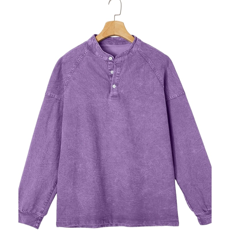 Unisfree Men's Denim Henley Collar Sweatshirt
