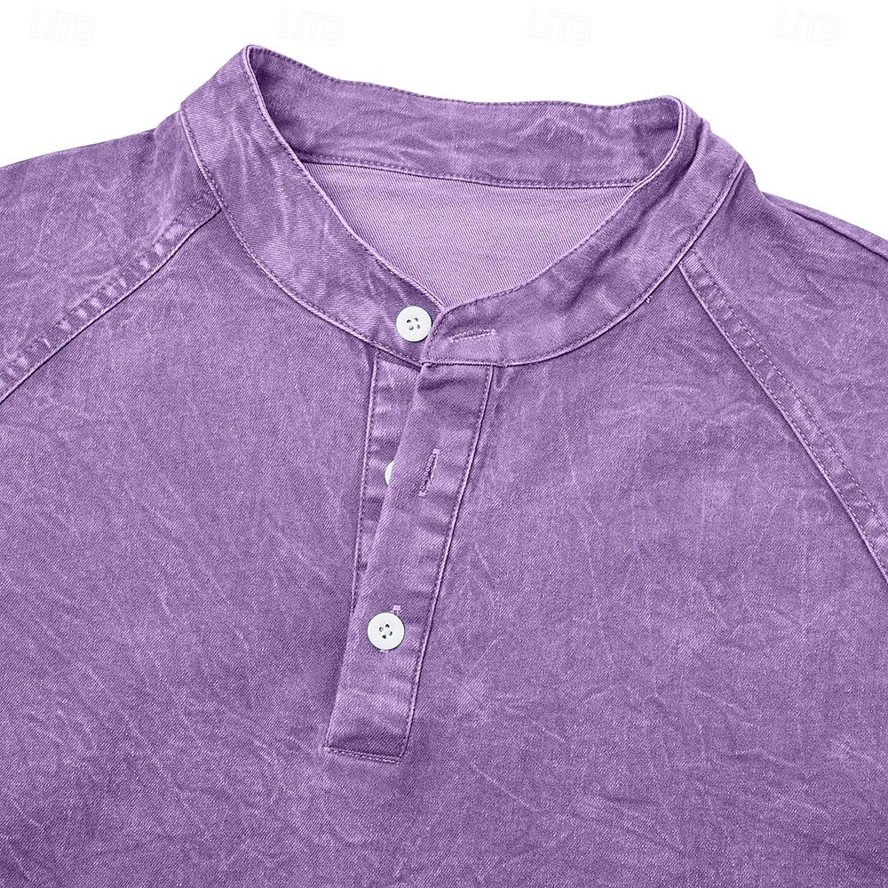 Unisfree Men's Denim Henley Collar Sweatshirt