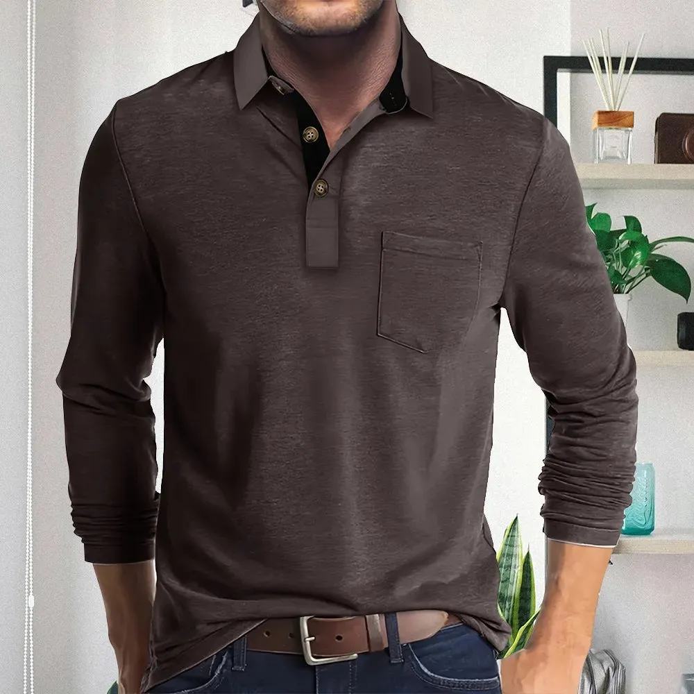 Unisfree Men's Lapel Long Sleeve Shirt