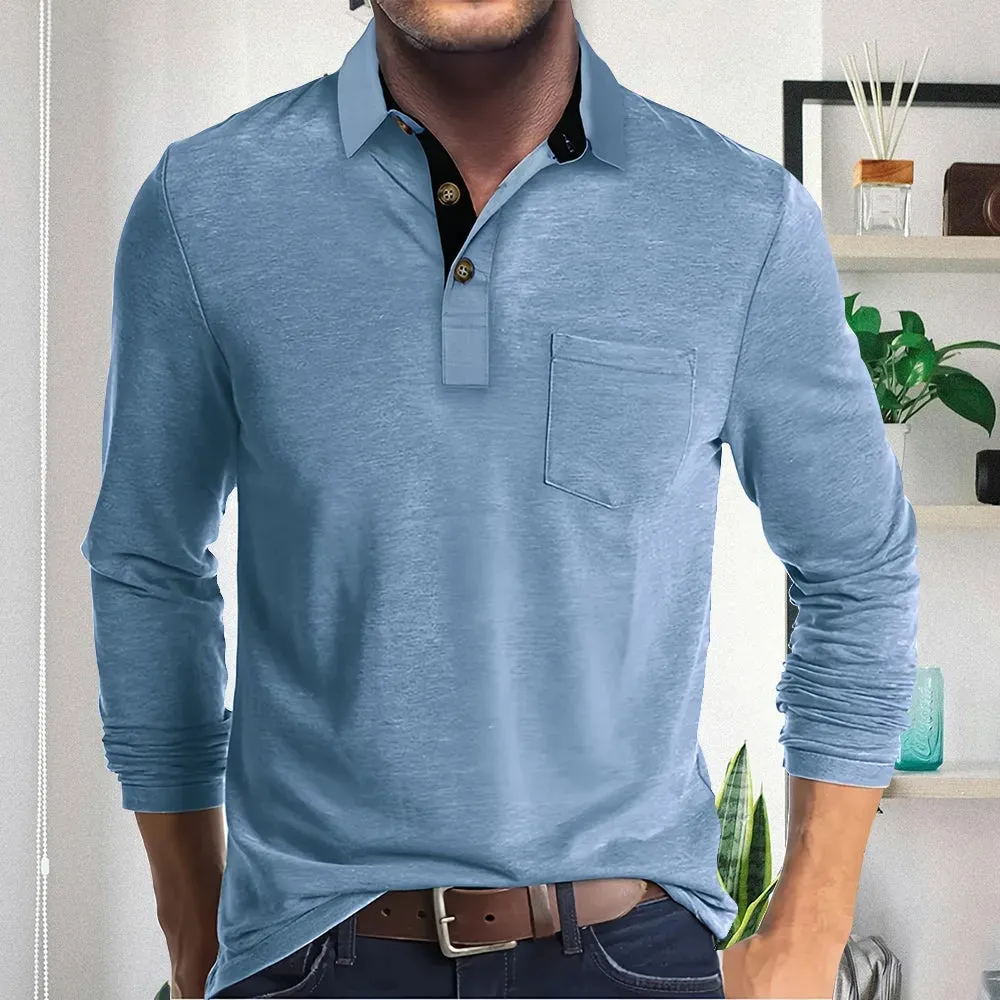 Unisfree Men's Lapel Long Sleeve Shirt