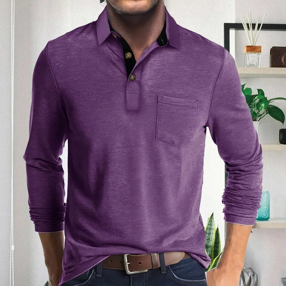 Unisfree Men's Lapel Long Sleeve Shirt