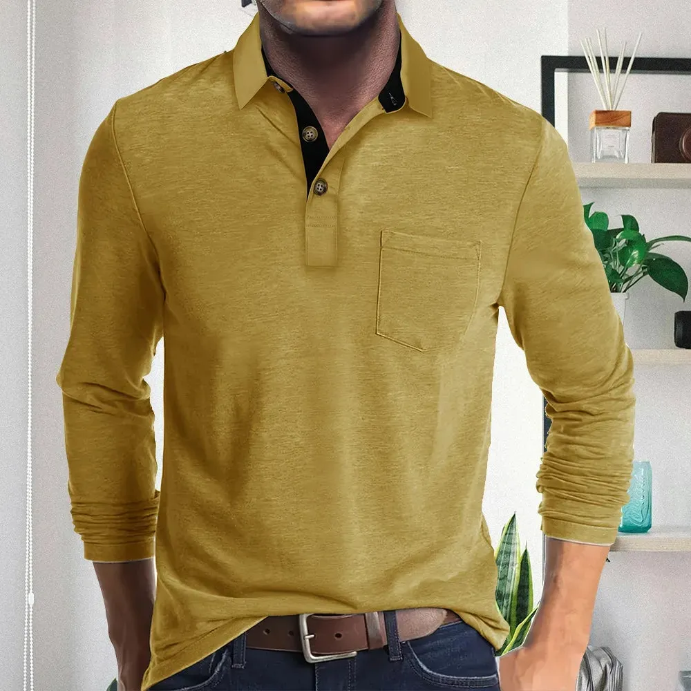 Unisfree Men's Lapel Long Sleeve Shirt