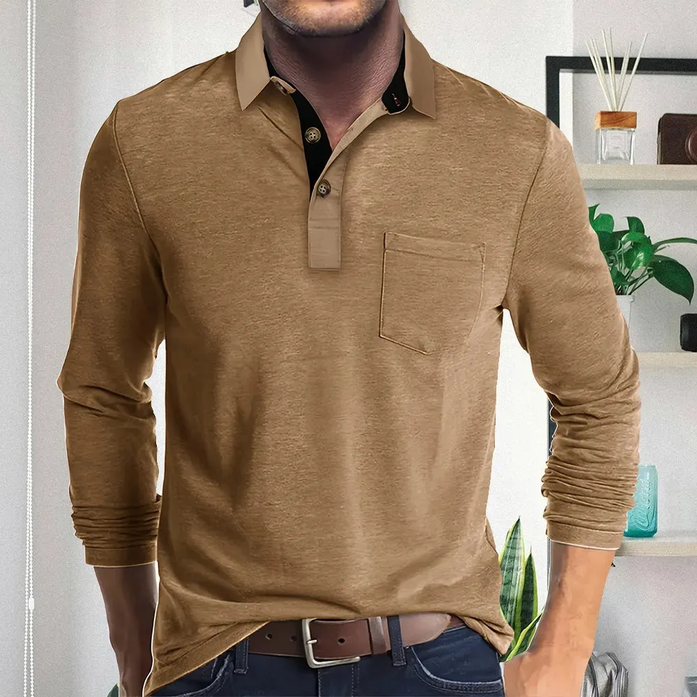 Unisfree Men's Lapel Long Sleeve Shirt