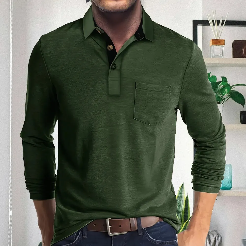 Unisfree Men's Lapel Long Sleeve Shirt