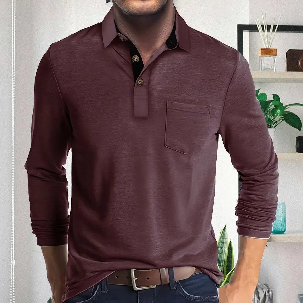 Unisfree Men's Lapel Long Sleeve Shirt