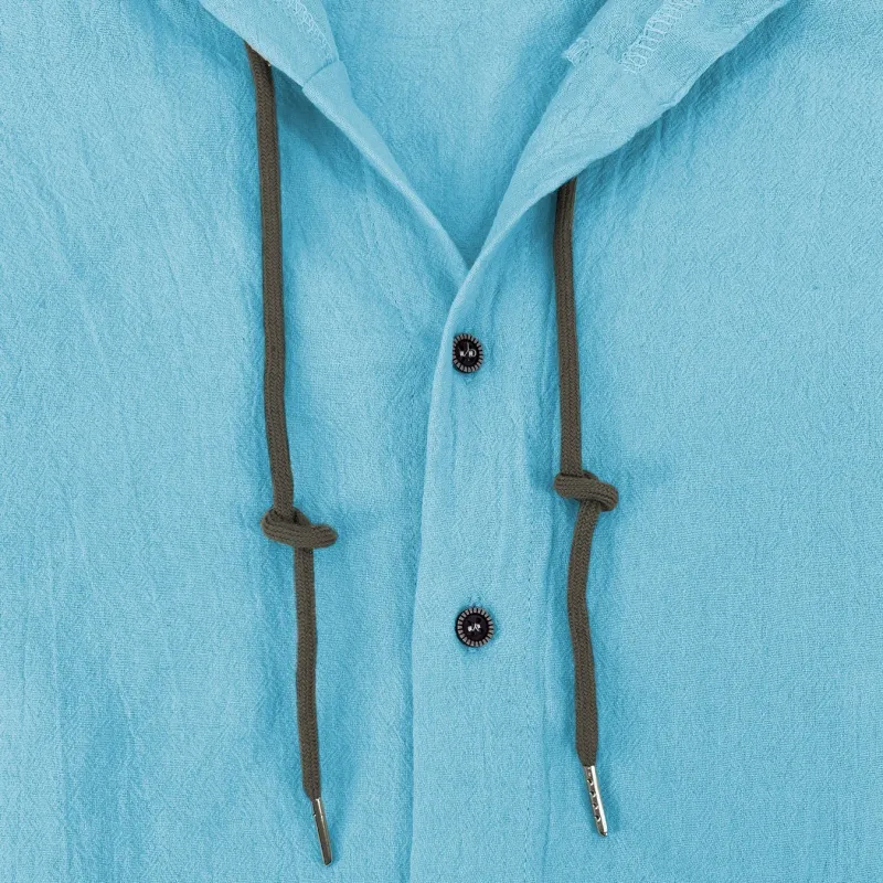 Unisfree Men's Solid-coloured Cotton And Linen Hooded T-shirt