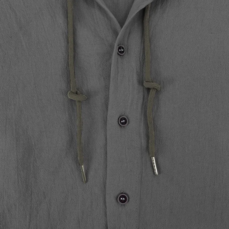Unisfree Men's Solid-coloured Cotton And Linen Hooded T-shirt