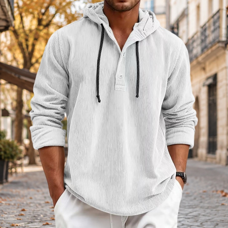 Men's casual corduroy hooded sweatshirt