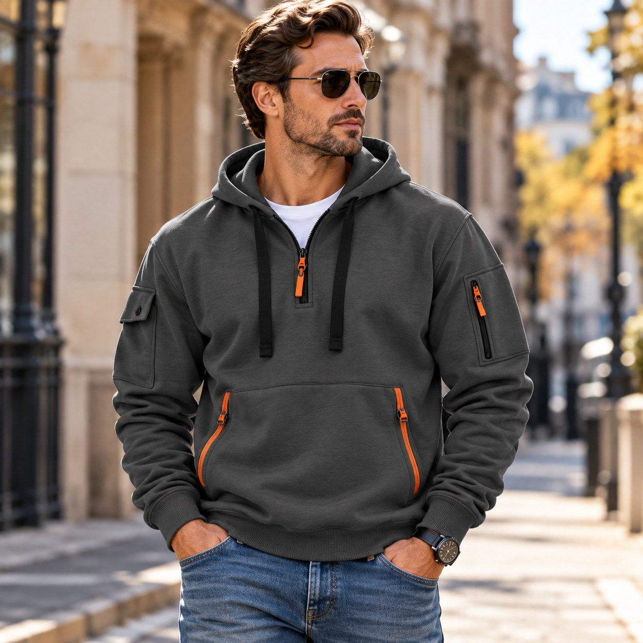 Unisfree Men's Casual Zip-Up Sweatshirt