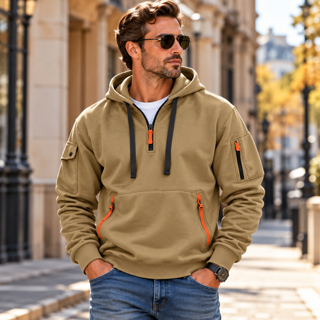 Unisfree Men's Casual Zip-Up Sweatshirt