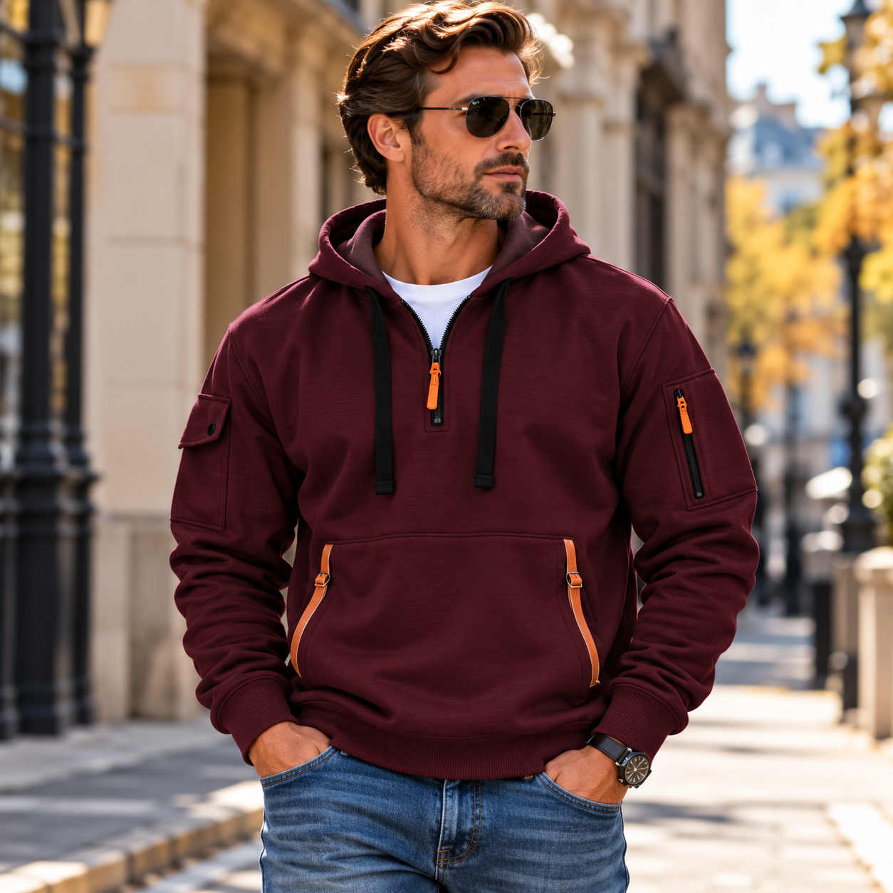 Unisfree Men's Casual Zip-Up Sweatshirt