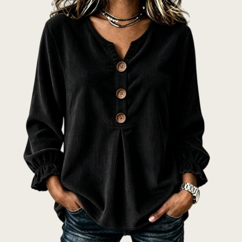 Women's Corduroy Ruffled Shirt for Autumn/Winter