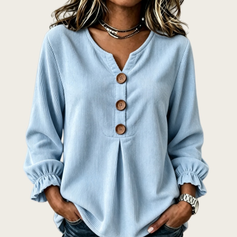 Women's Corduroy Ruffled Shirt for Autumn/Winter