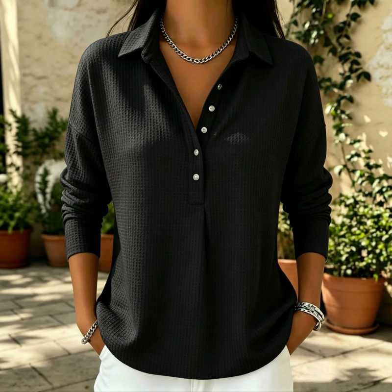 Women's Plus-Size Waffle-Knit Sweatshirt