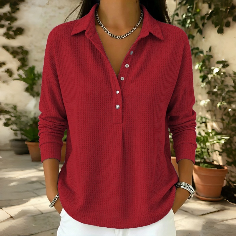 Women's Plus-Size Waffle-Knit Sweatshirt