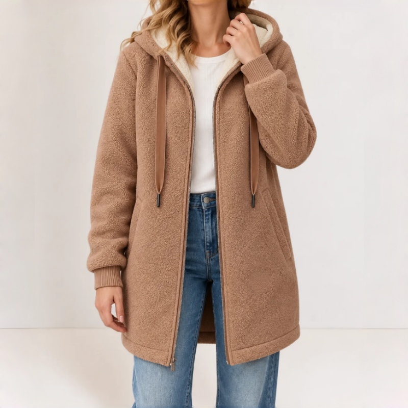 Women's fleece-lined warm winter jacket