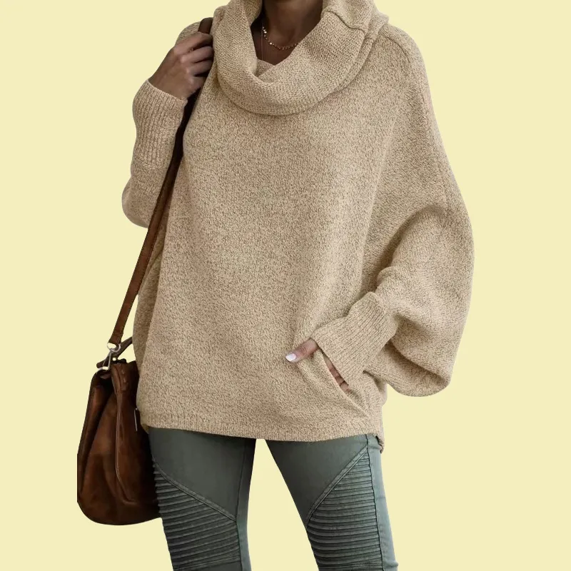 Women's turtleneck sweater with pockets