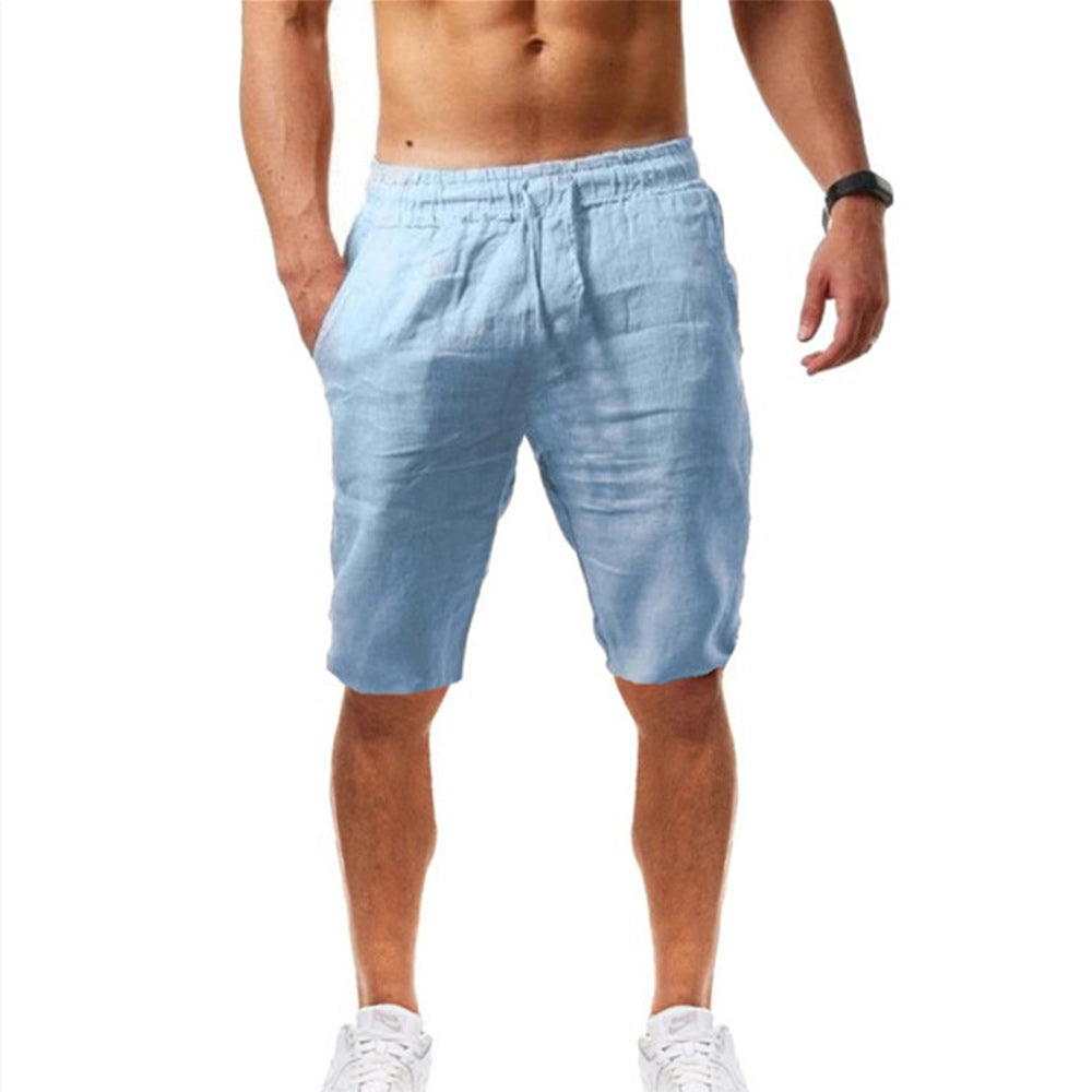 Saphirvogel™ Sportshorts für Herren aus Baumwolle und Leinen mit Kordelzug