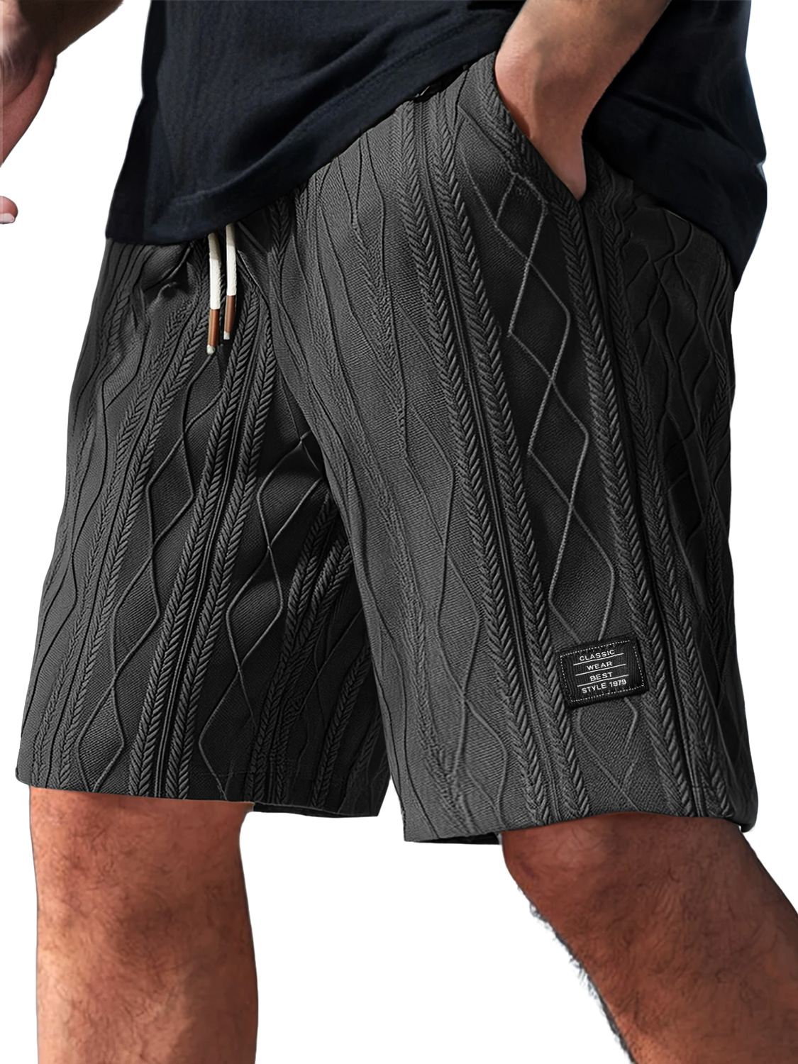 Herren Daily Casual Jacquard Struktur Besticktes Logo Shorts
