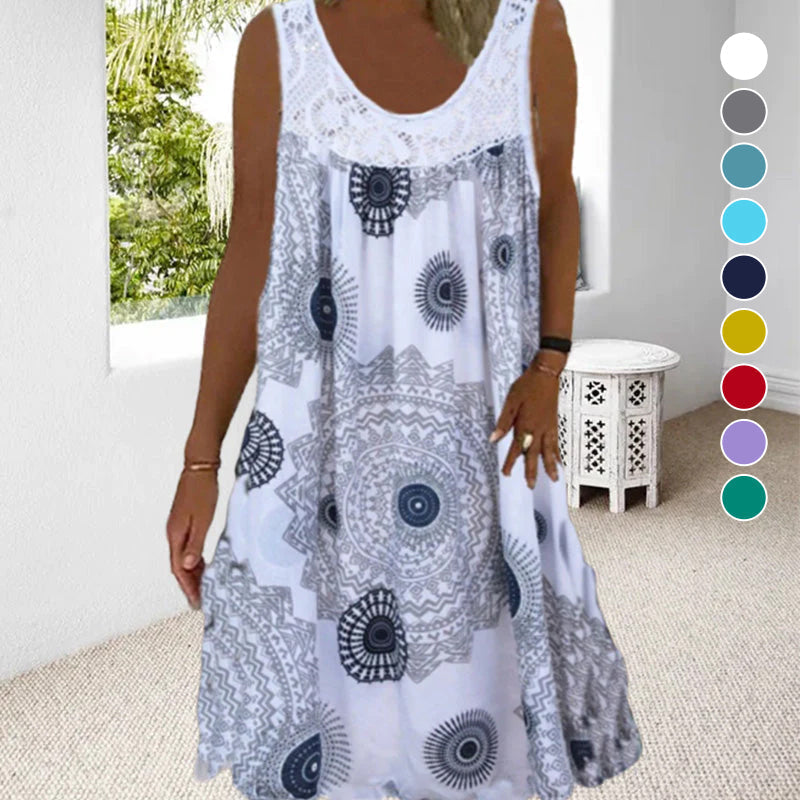 Breezia™ – Robe sans manches d'été avec imprimé et détails en dentelle pour femmes