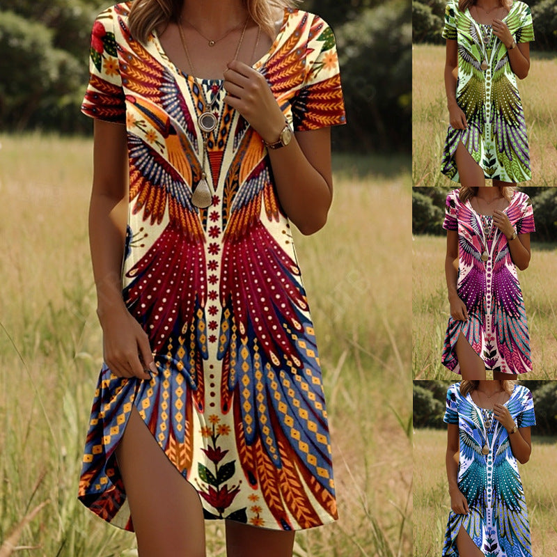 Isla™ – Robe avec imprimé inspiré de l'Inde et col rond