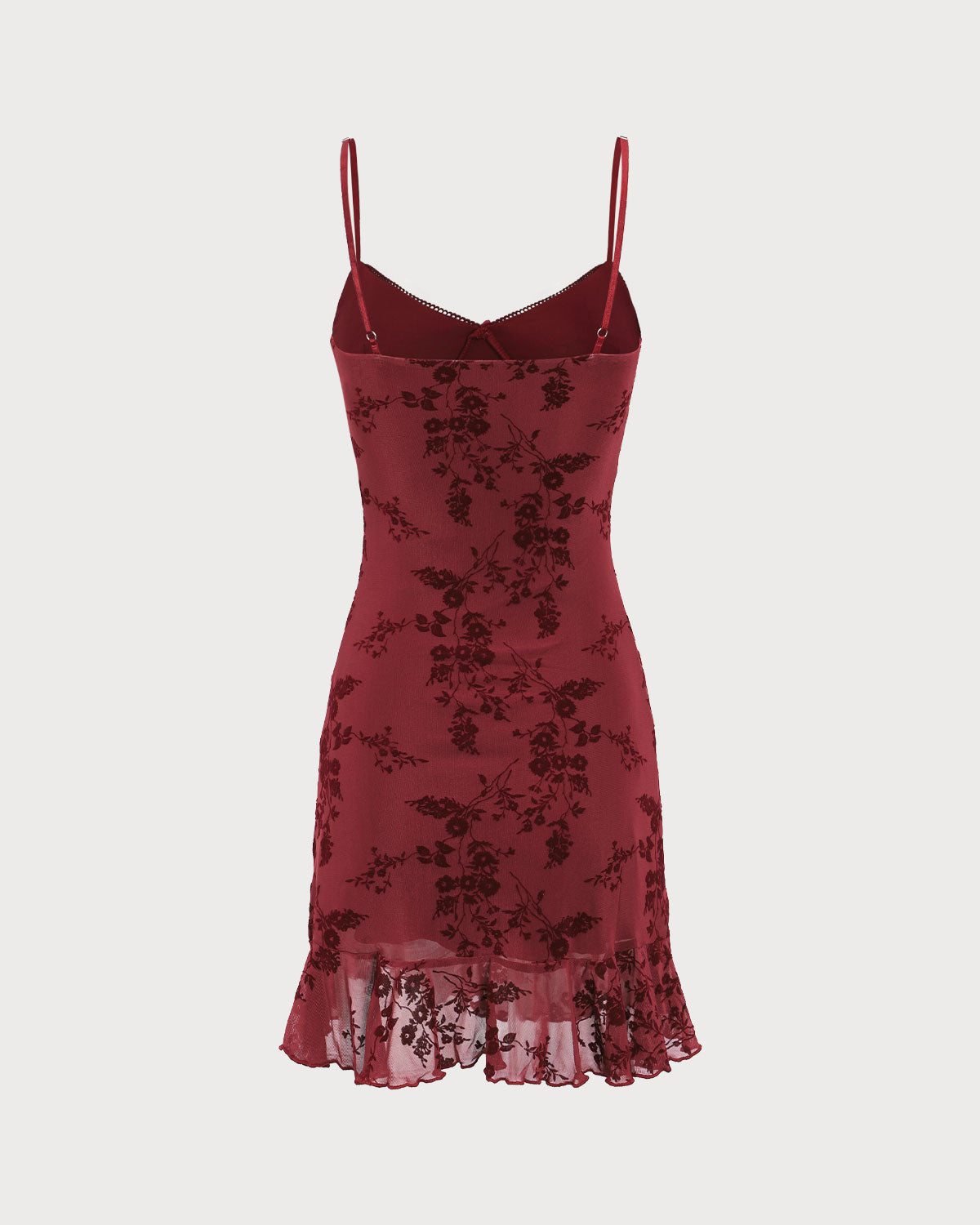 SILJE | Rotes Minikleid aus floralem Netzstoff