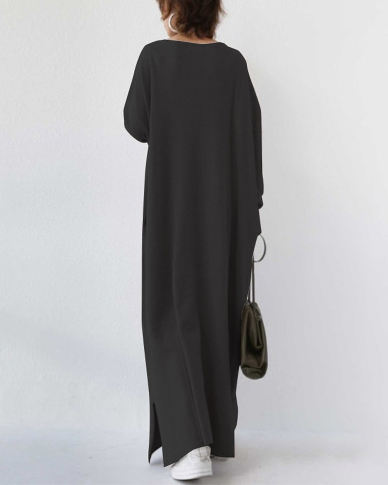 Serenya™ - Robe à la mode avec des manches longues et un décolleté en V