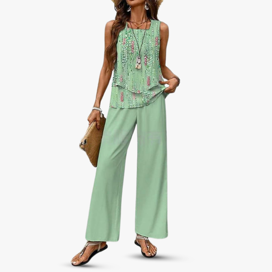 Amara™ – Ensemble Premium Deux Pièces avec Top Sans Manches et Pantalon