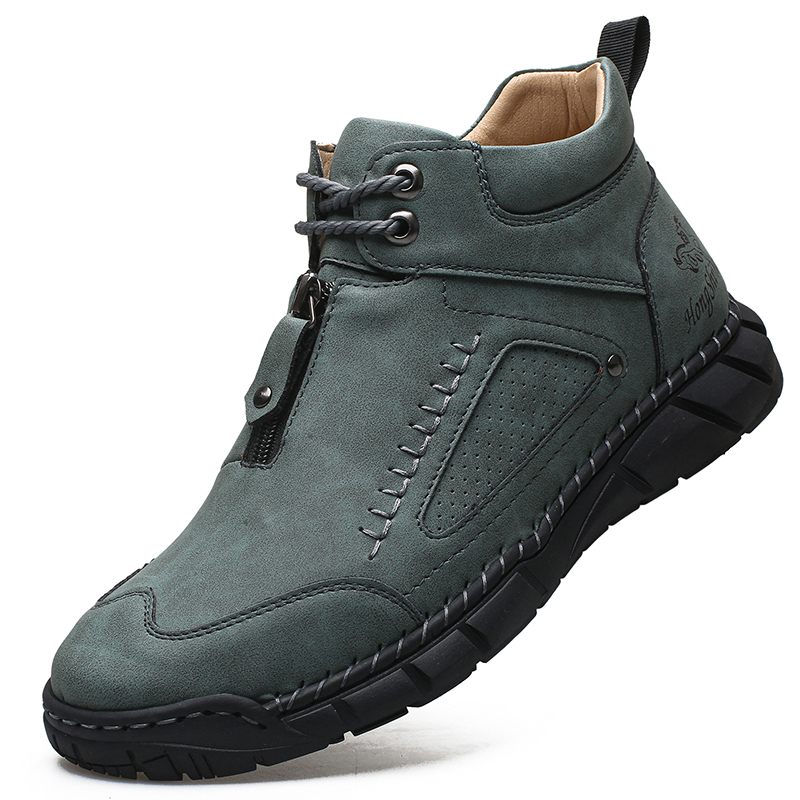 Chaussures de marche pour hommes – Matériau supérieur stable en cuir | Ajustement large au niveau des orteils | Circulation sanguine saine | Support de la voûte plantaire à l'intérieur | Imperméable | Soulagement de la pression