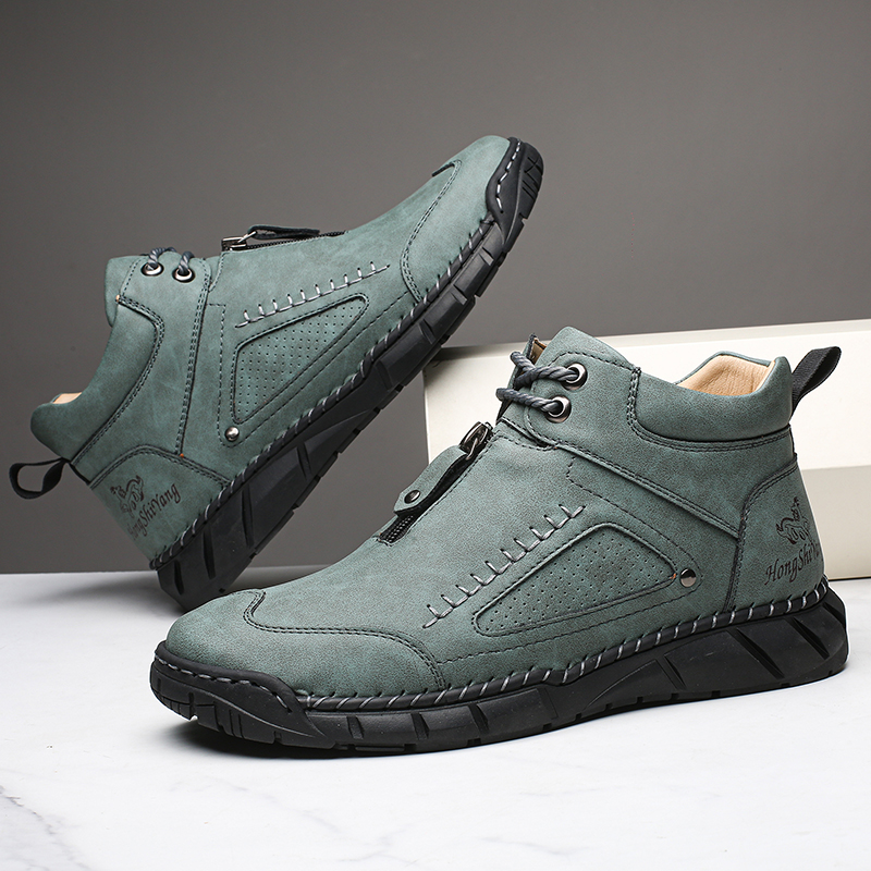 Chaussures de marche pour hommes – Matériau supérieur stable en cuir | Ajustement large au niveau des orteils | Circulation sanguine saine | Support de la voûte plantaire à l'intérieur | Imperméable | Soulagement de la pression