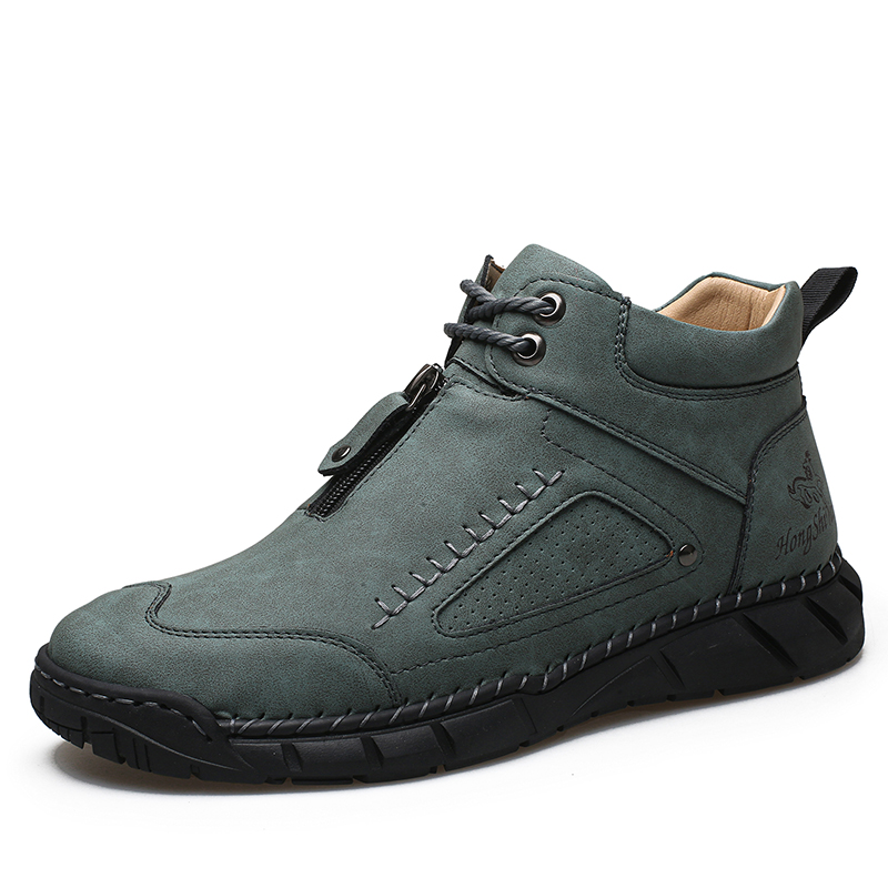 Chaussures de marche pour hommes – Matériau supérieur stable en cuir | Ajustement large au niveau des orteils | Circulation sanguine saine | Support de la voûte plantaire à l'intérieur | Imperméable | Soulagement de la pression
