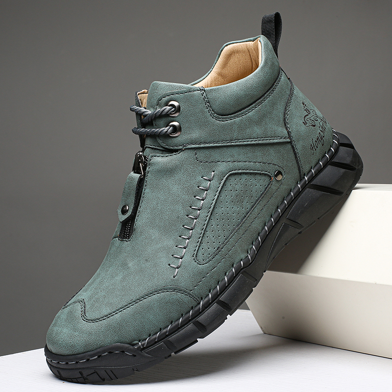 Chaussures de marche pour hommes – Matériau supérieur stable en cuir | Ajustement large au niveau des orteils | Circulation sanguine saine | Support de la voûte plantaire à l'intérieur | Imperméable | Soulagement de la pression