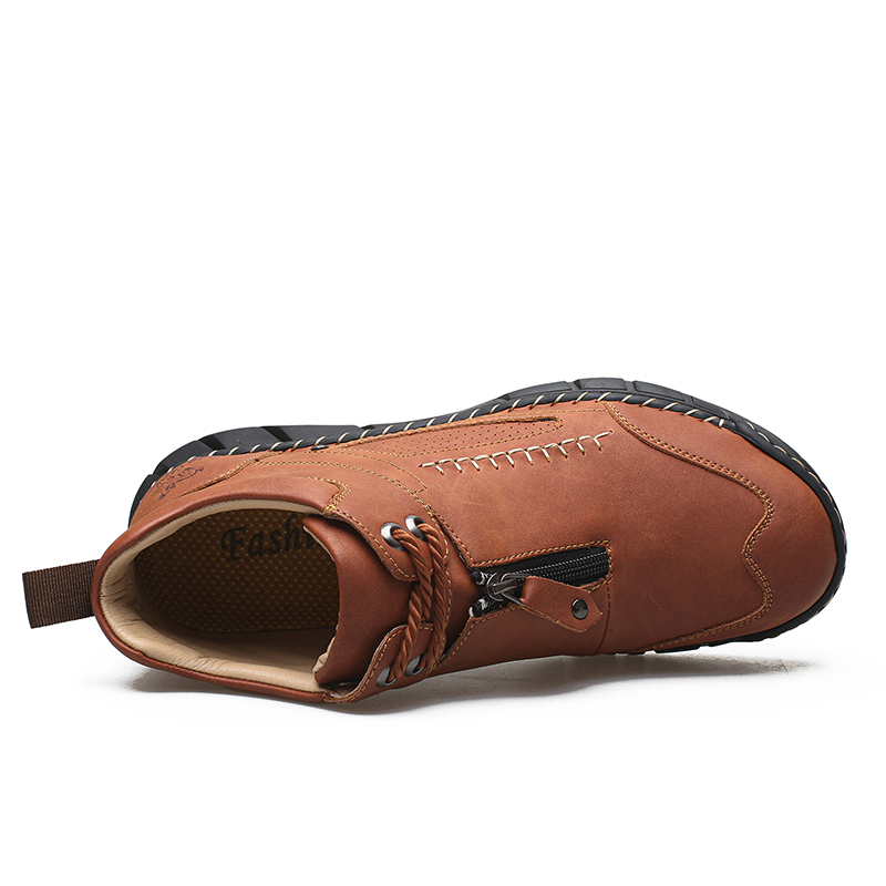 Chaussures de marche pour hommes – Matériau supérieur stable en cuir | Ajustement large au niveau des orteils | Circulation sanguine saine | Support de la voûte plantaire à l'intérieur | Imperméable | Soulagement de la pression