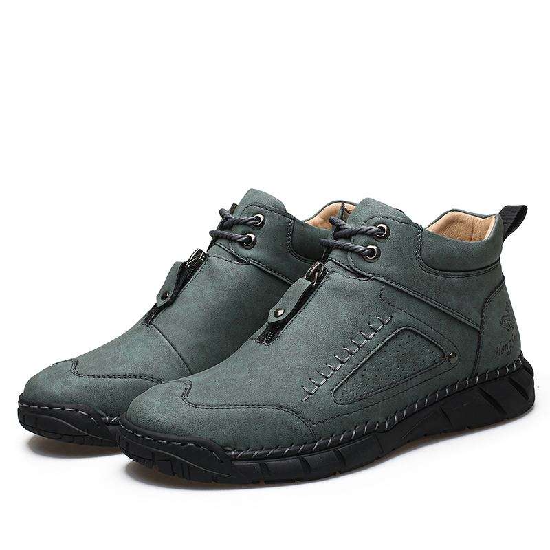 Chaussures de marche pour hommes – Matériau supérieur stable en cuir | Ajustement large au niveau des orteils | Circulation sanguine saine | Support de la voûte plantaire à l'intérieur | Imperméable | Soulagement de la pression