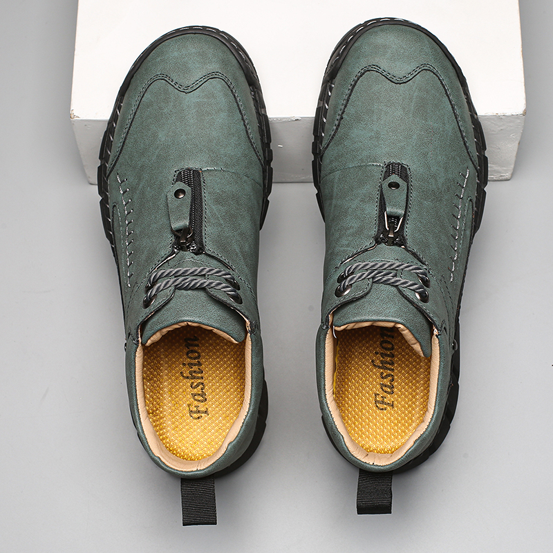 Chaussures de marche pour hommes – Matériau supérieur stable en cuir | Ajustement large au niveau des orteils | Circulation sanguine saine | Support de la voûte plantaire à l'intérieur | Imperméable | Soulagement de la pression
