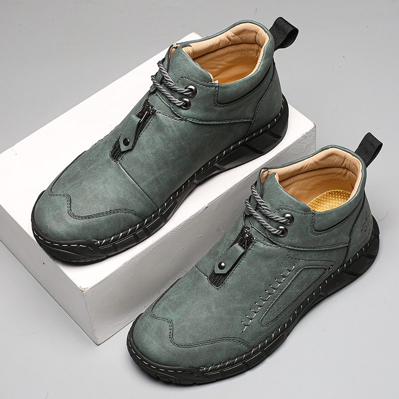 Chaussures de marche pour hommes – Matériau supérieur stable en cuir | Ajustement large au niveau des orteils | Circulation sanguine saine | Support de la voûte plantaire à l'intérieur | Imperméable | Soulagement de la pression