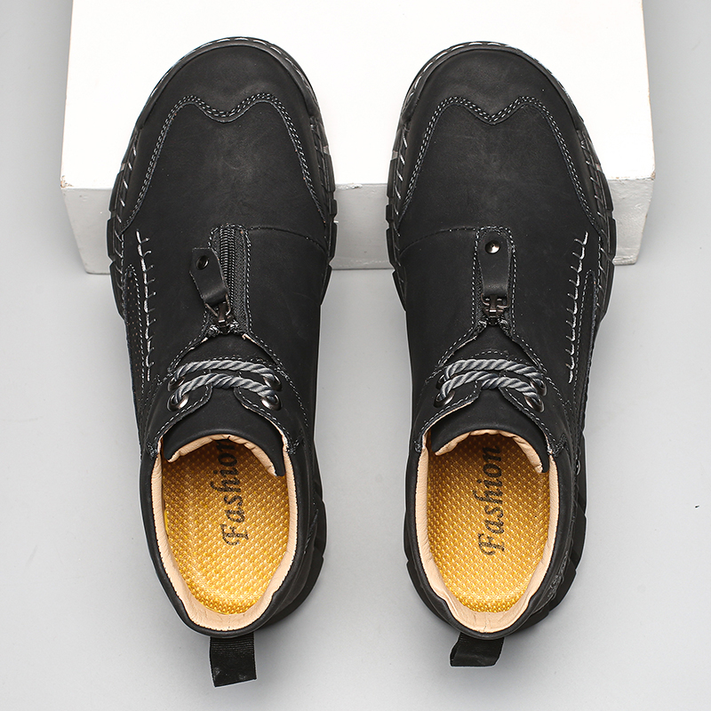Chaussures de marche pour hommes – Matériau supérieur stable en cuir | Ajustement large au niveau des orteils | Circulation sanguine saine | Support de la voûte plantaire à l'intérieur | Imperméable | Soulagement de la pression