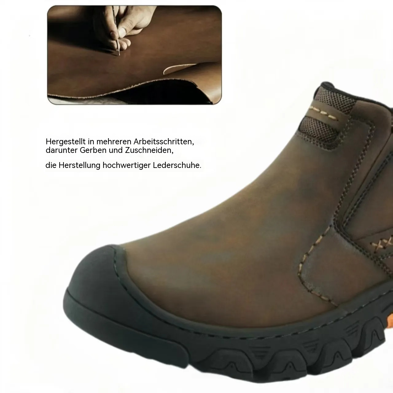 Lenoiva® Herren-Outdoor-Schuhe zum Hineinschlüpfen aus echtem Leder