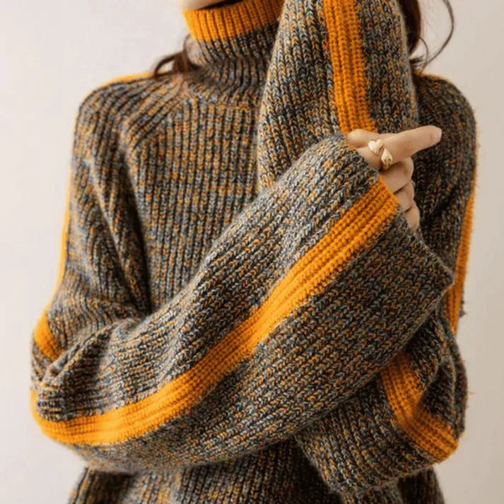 Pull à col roulé rayé – Chaleur audacieuse avec élégance moderne