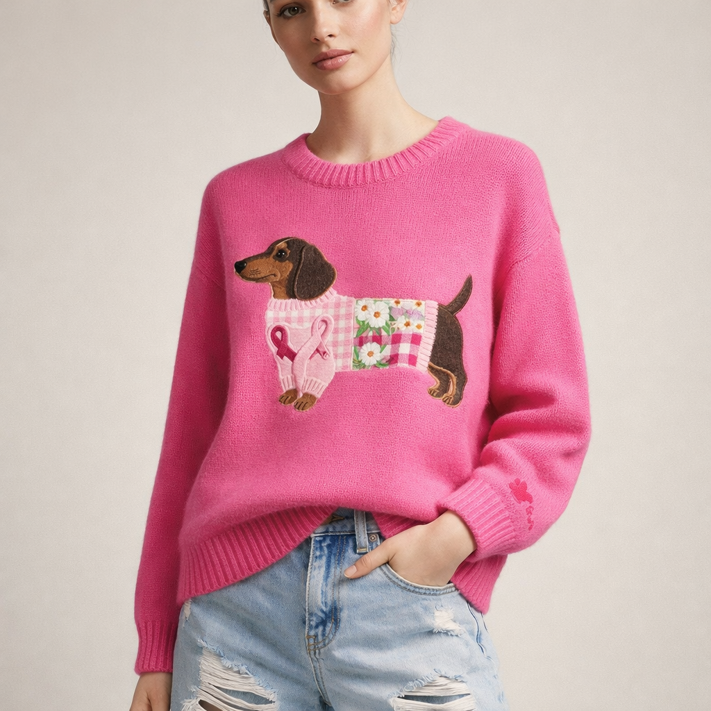 Laarni™ – Pull avec un chien en vêtements colorés